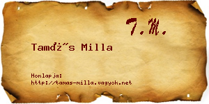 Tamás Milla névjegykártya